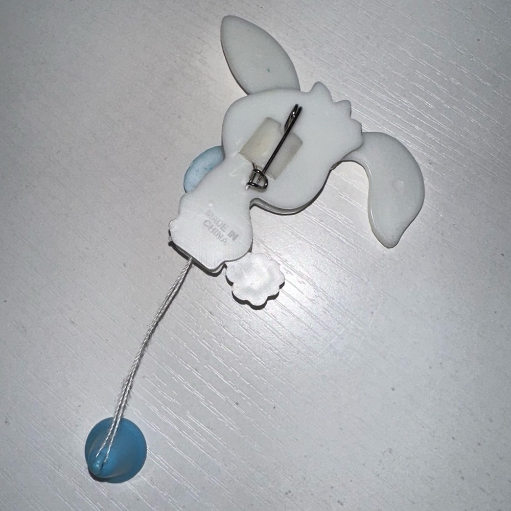 Vintage Easter Bunny Pull String Brooch - image 4